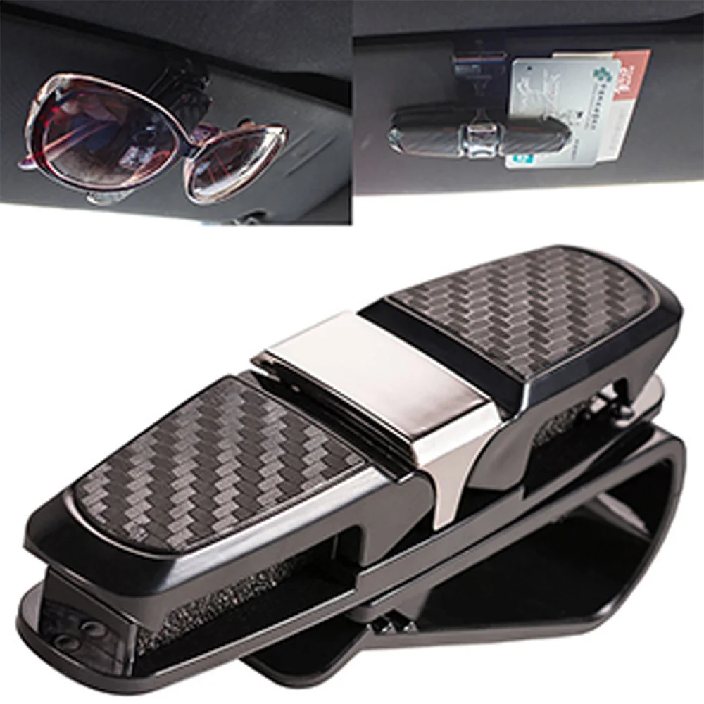 

1pcs Black Car Sun Visor Glasses Sunglasses Card Ticket Holder Clip Auto Interior Accessories Universal Fit For Vehicle Car SUV