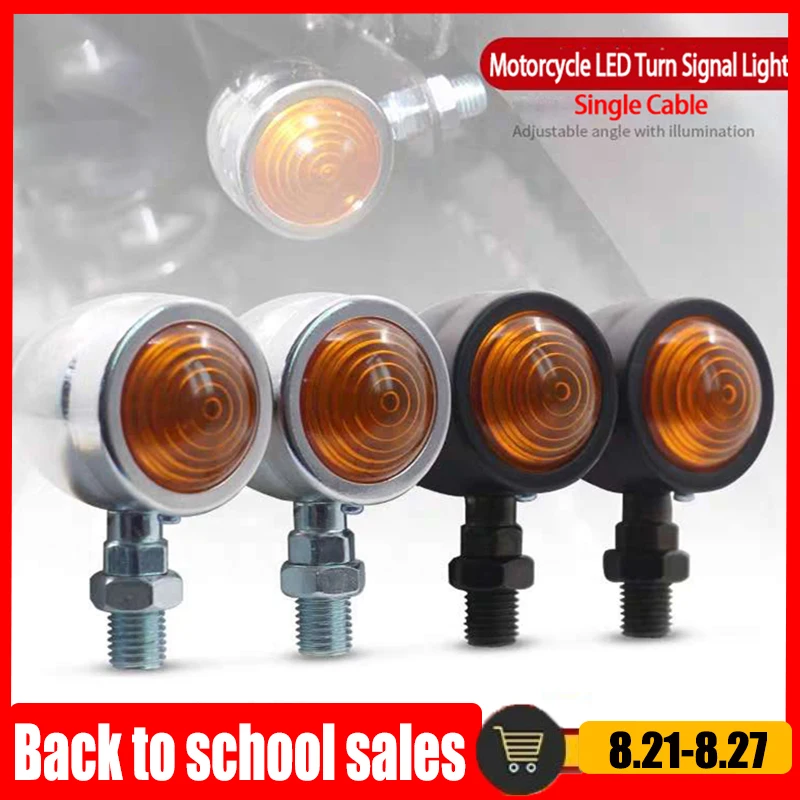 

Mini Universal Motorcycle LED Turn Signal Lights Indicator Light Amber Motorbike Blinker Headlight 12V Mini Bullet Moto Lamp
