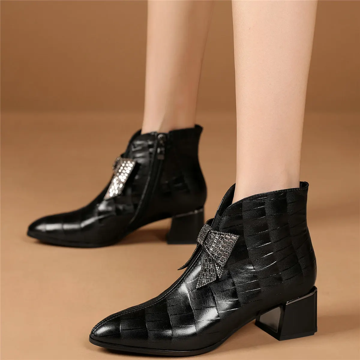High Top Platform Pumps Women Genuine Leather Chunky High Heels Ankle Boots Female Winter Round Toe Fashion Sneaker Casual Shoes