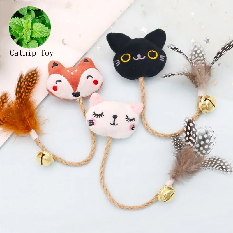 

Funny Cat Toy Feather Bell With Catnip Cat Animal Shape Doll Pet Hemp Rope Molar Rod Pet Kitten Supplies Teeth Chewing Toy