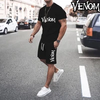 new cotton mens training wear suit venum printing t shirt casual wear fitness sports 2 piece set of sports for men tracksuit