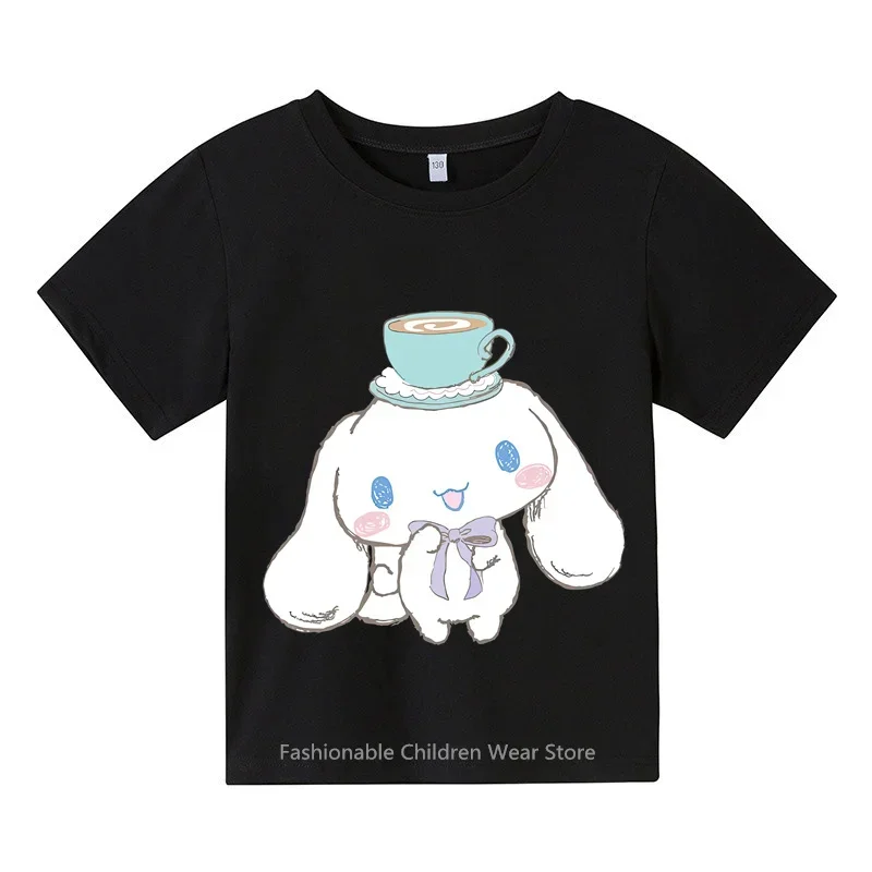 Стильная хлопковая Футболка с принтом Cinnamoroll для мальчиков и девочек