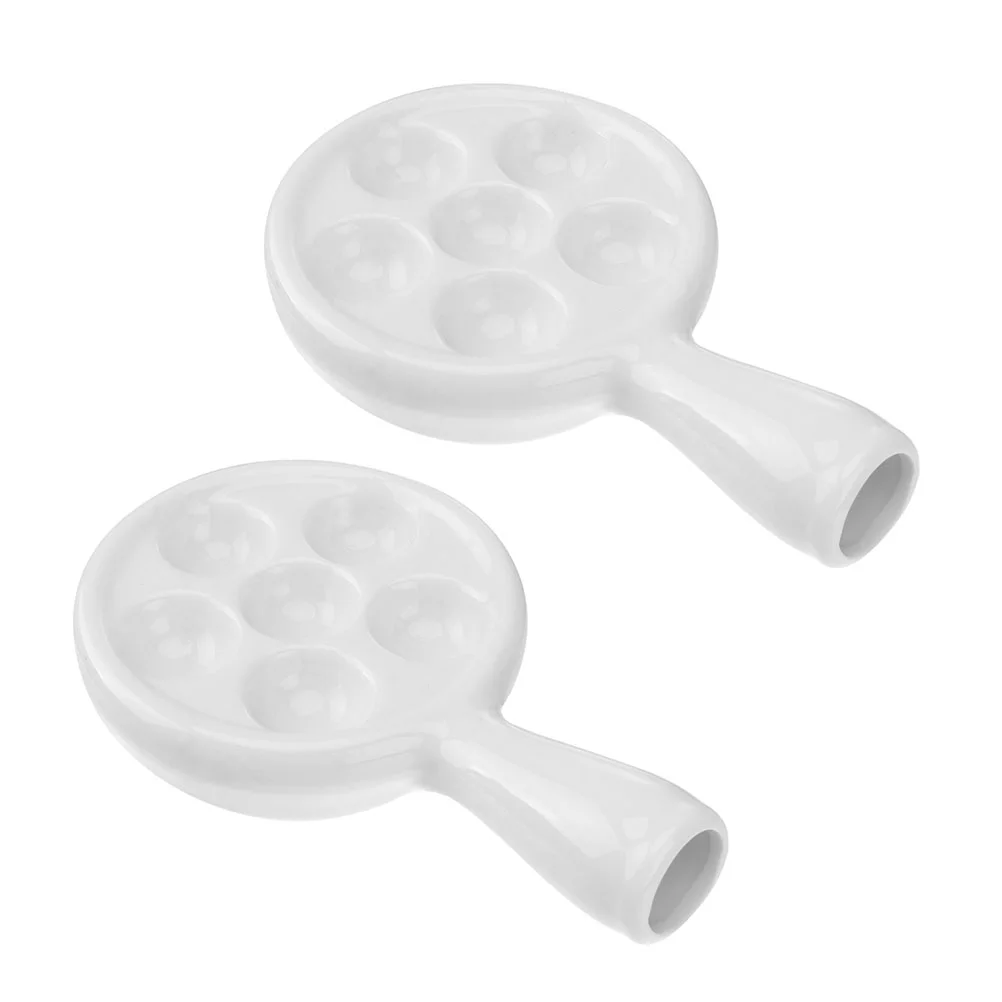 

2Pcs Ceramic Escargot Plates with 6 Holes Round Porcelain Escargot Snail Plate Dish Mushroom Serving Platters for Home Kitchen