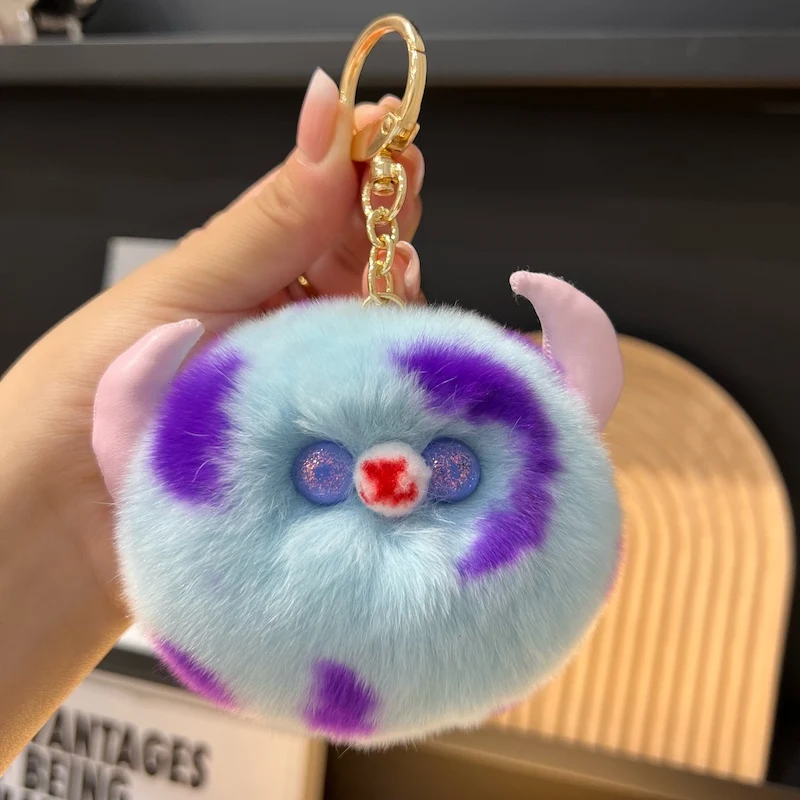 2 pcs Real Rex Rabbit Fur Pompom Keychain Puff Ball Keychain for women Bag Purse Car Key Rings Pendant Bag Charm