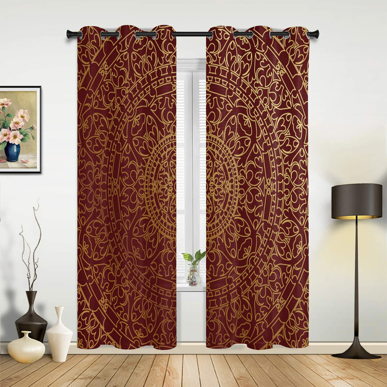 

Circle Flowers Red Curtains for Bedroom Living Room Drapes Kitchen Children's Room Window Curtain Modern Home Decor