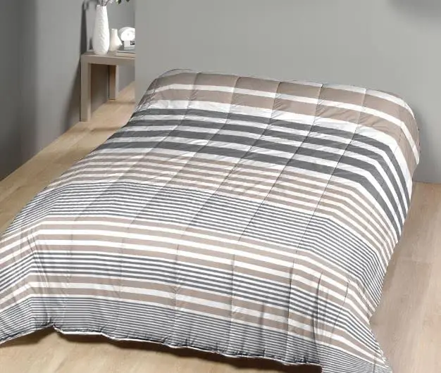 

Couette imprimée Bayadère/Lignes Taupe - 220 x 240 - Legere -