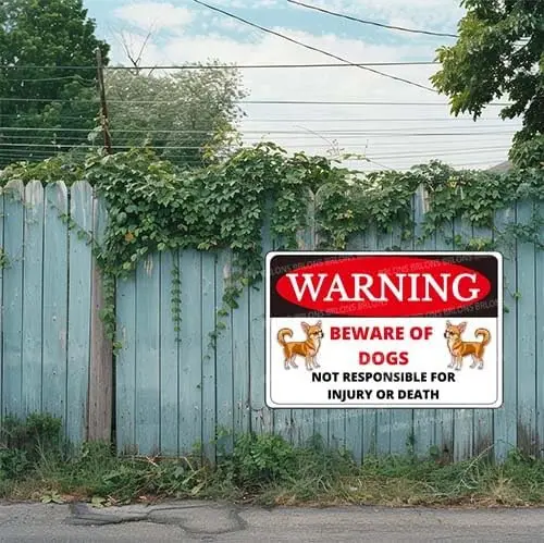 Metl Sgn Bewre Of Dogs Chhuhu не реагируется для njury или Deth Wrnng lumnum Vntge Tn забора на открытом