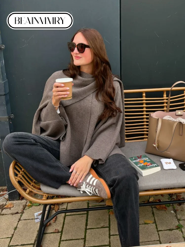 Элегантная женская накидка однотонное пальто с длинными рукавами модное