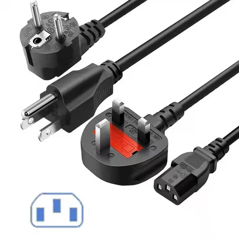 AC Power Cord Plug To EU / US / AU / UK Plug Power Adapter Cable Cord For Dell Desktop PC Monitor HP Epson Printer LG TV