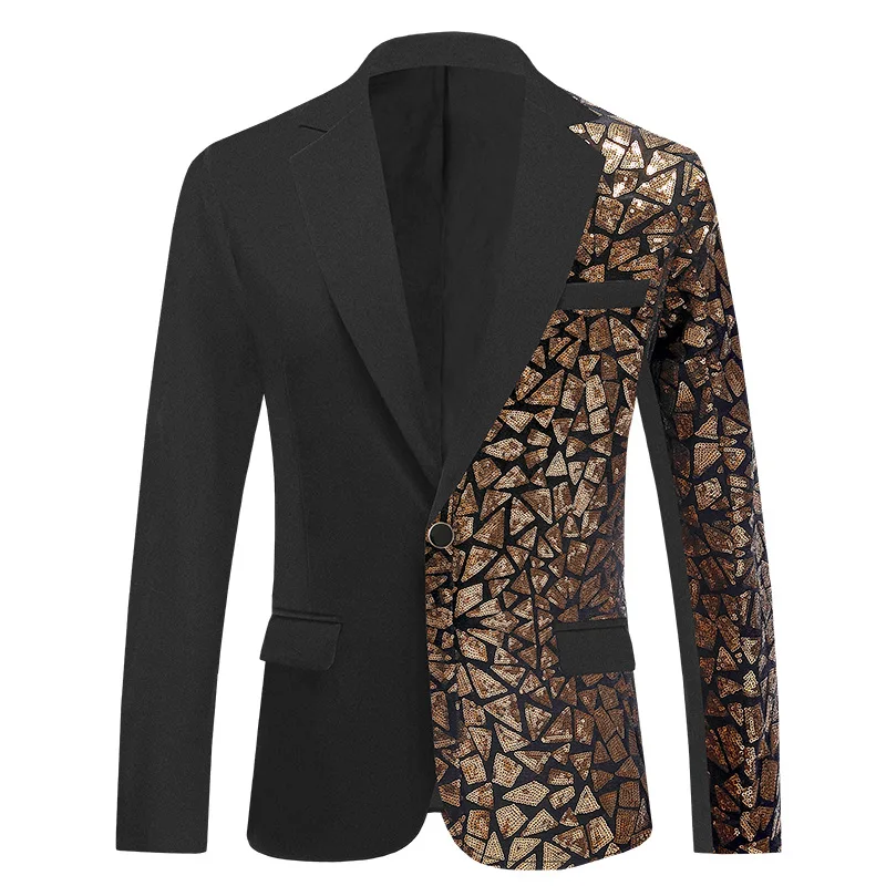 Men's Shining Sequins Suit Jackets Lapel Collar Single Button Slim Wedding Blazers Singer Host Evening Party Stage Show Tuxedo