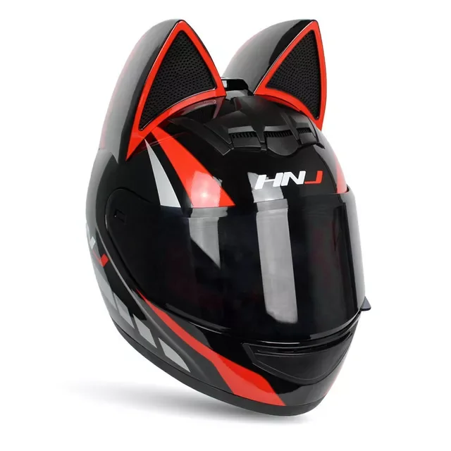 Cool Cat Ears Motorcycle Helmet Full Helmet Summer Men and Women Racing Couple Motorcycle Helmet enlarge