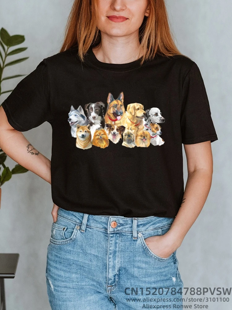 Женская футболка с забавным принтом собаки Y2K футболки коротким рукавом для