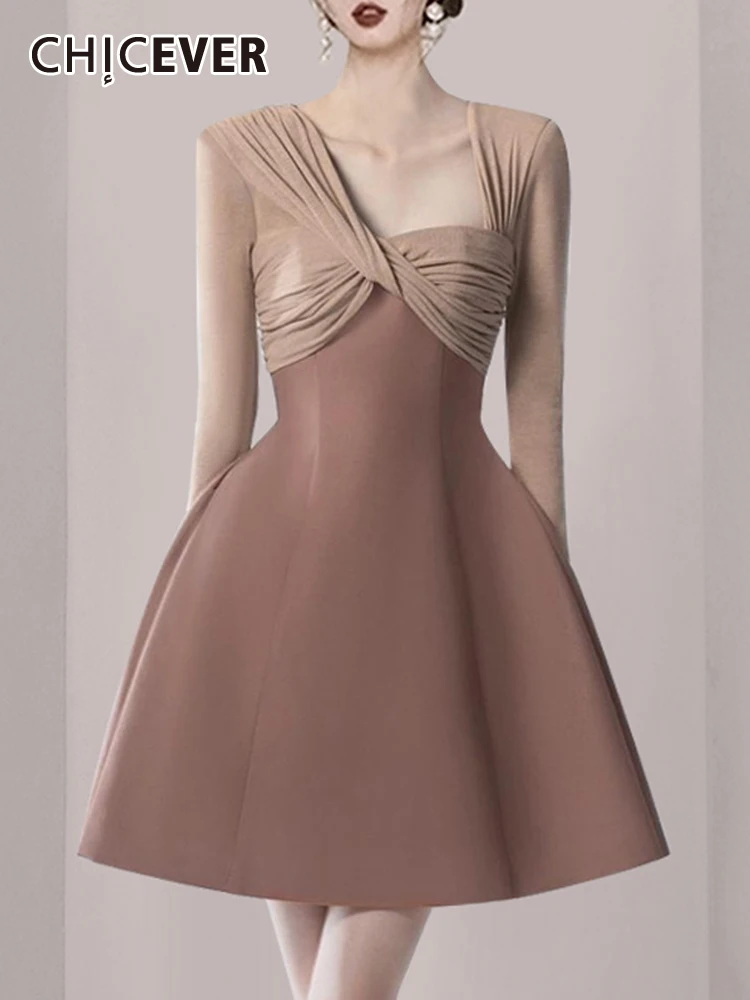 

Женское платье-туника CHICEVER, приталенное мини-платье с квадратным воротником и длинными рукавами, вечерние