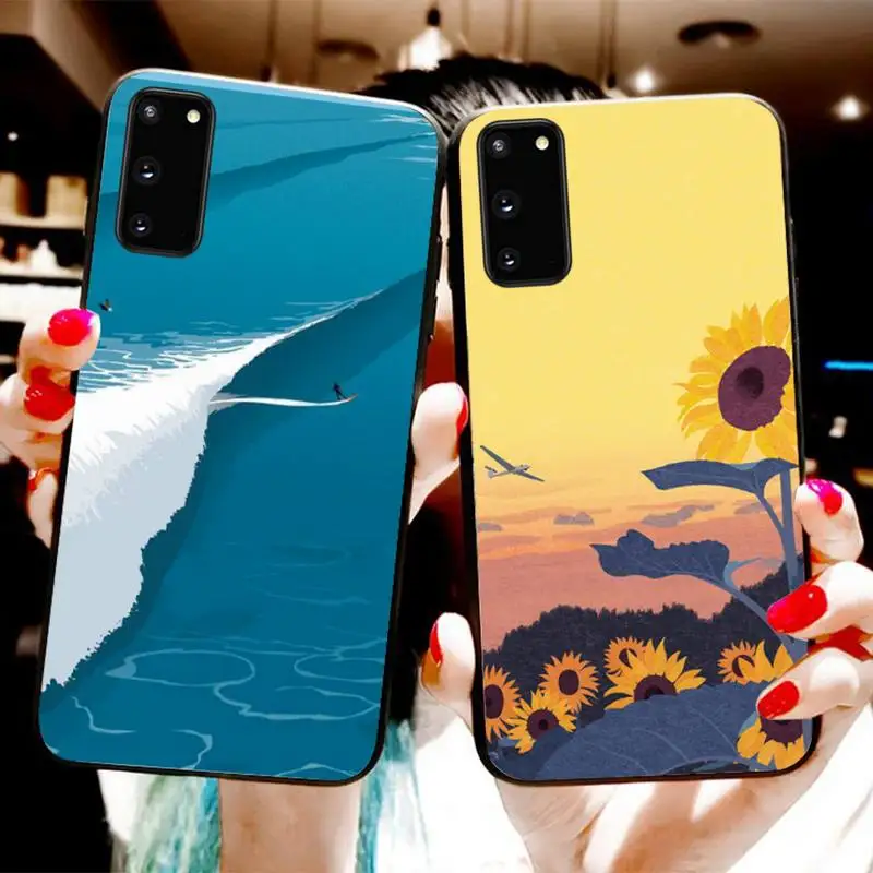 

Hand Painted Landscape Phone Case For Samsung S20 S10 S21 S30 Plus S9 S10PLUS S20FE S21ULTRA