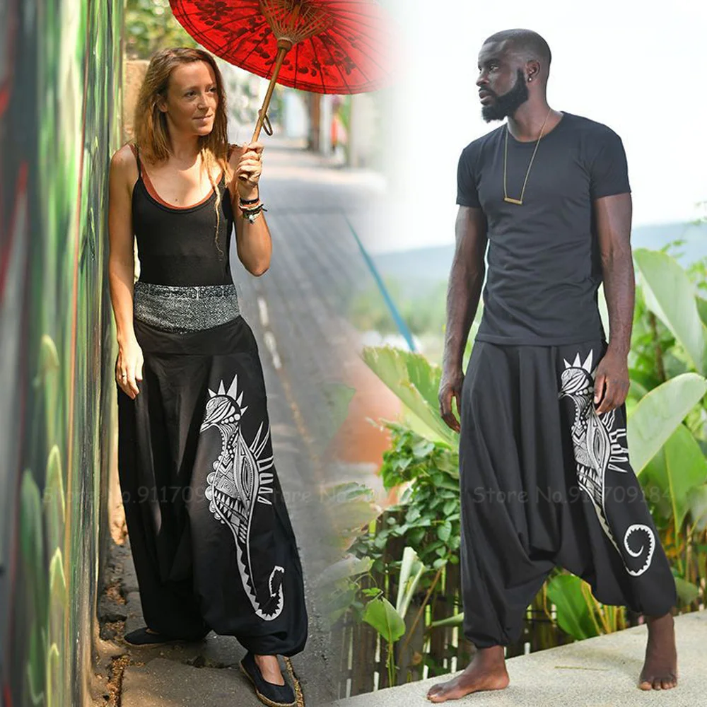 

Men Women Print Casual Loose Harem Pants Thailand Indian Pakistan Totem Ethnic Bottoms Fashion Streetwear Hip-hop Bloomers