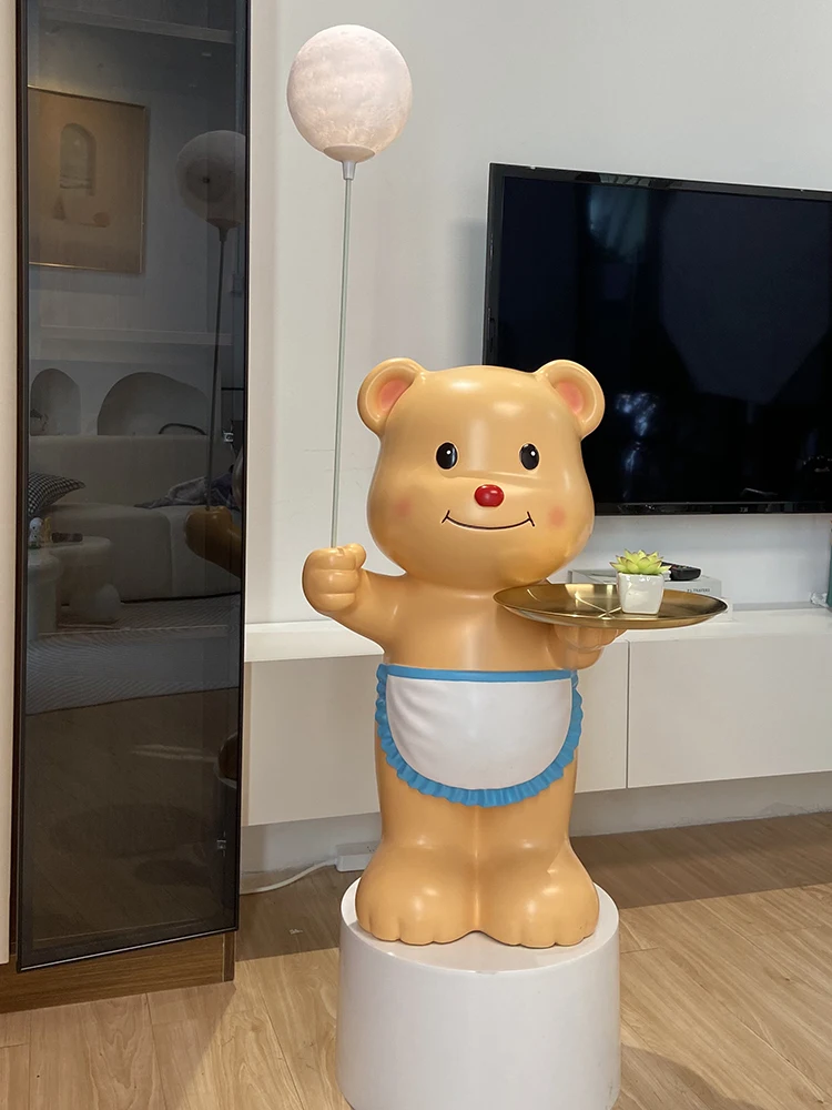 Скульптура милый фартук медведь украшение для пола копилка звук гостиная ТВ-шкаф