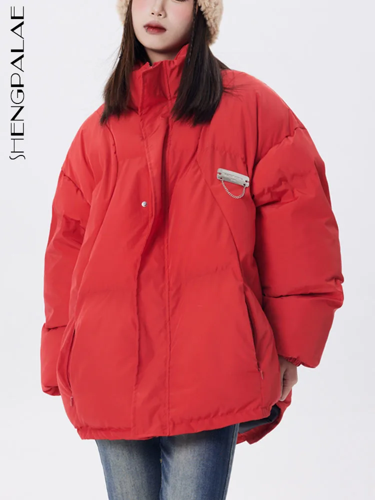 

SHENGPALAE Female Festive Style Red Cotton-padded Clothes Thick Temperament Trendy Coat Autumn Winter 2023 New Clothes 5R4758