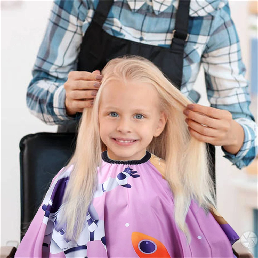 

Kid Children Cartoon Hairdressing Cape Rocket Pattern Salon Barber Hair Wrap Dyeing Haircutting Waterproof Cloth Styling Tools