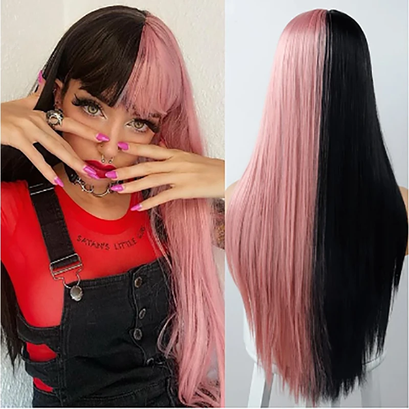 Синтетический длинный прямой парик HAIRJOY для женщин с челкой термостойкие парики