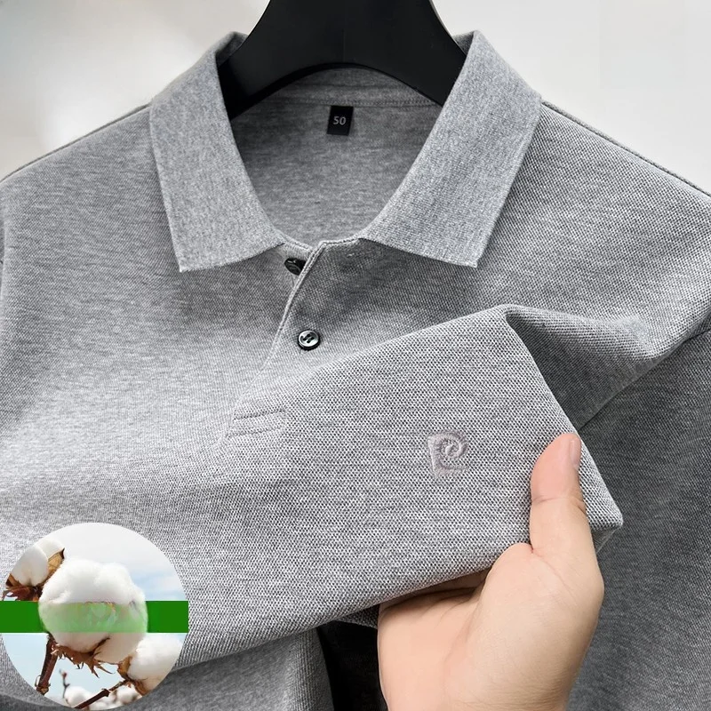 Pierre Cardin Spring and Autumn Men's Cotton Polo Shirt Middle-Aged Business Casual Lapel Long sleeves Bottoming ... |