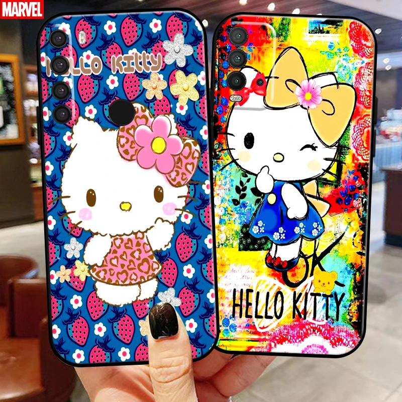 

Cute Hello Kitty Phone Case For Xiaomi Redmi Note 10 10S 9 9S 9T 5G 8 8T 7 Pro Redmi 10 9 9T 9A 9C 8 8A Coque TPU Black Back