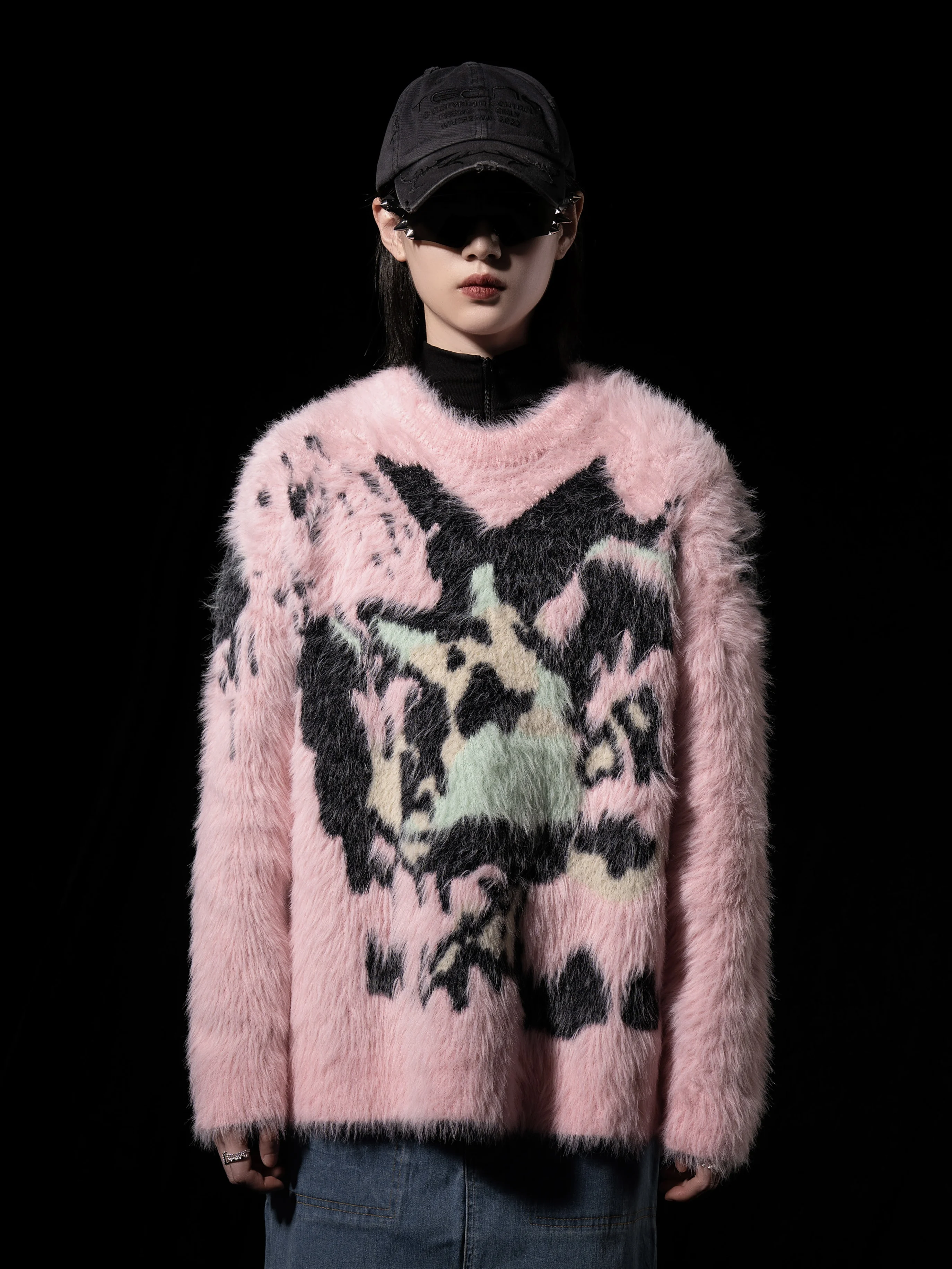 

Свитер женский из искусственной норки, мохеровый Повседневный модный Свободный пуловер в стиле «Харадзюку», плотный вязаный свитер в стиле...