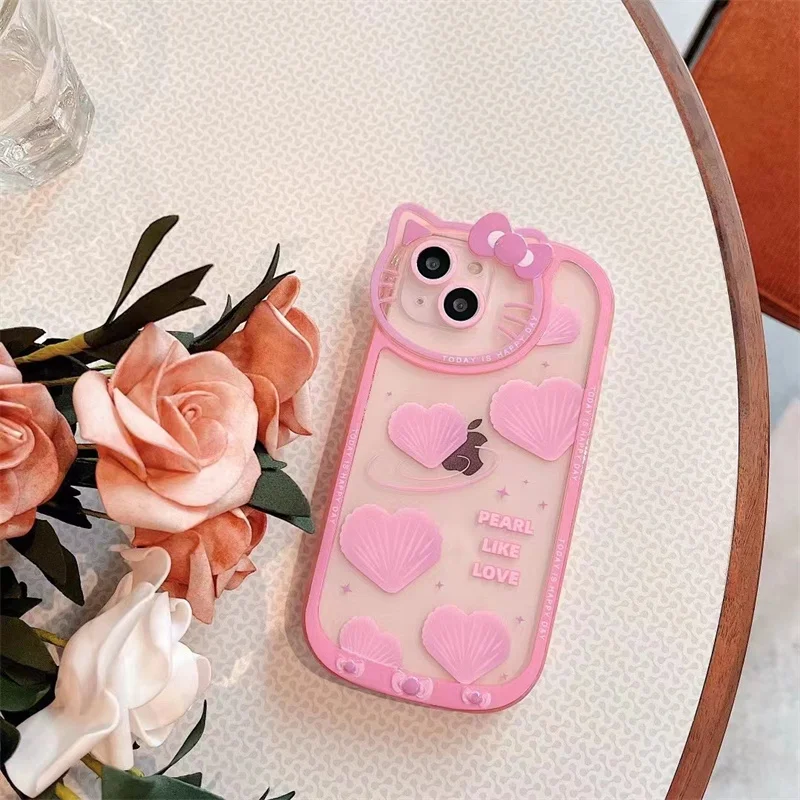 Чехол для телефона с милым жемчужным розовым бантом котом веб-камерой чехол iPhone 12