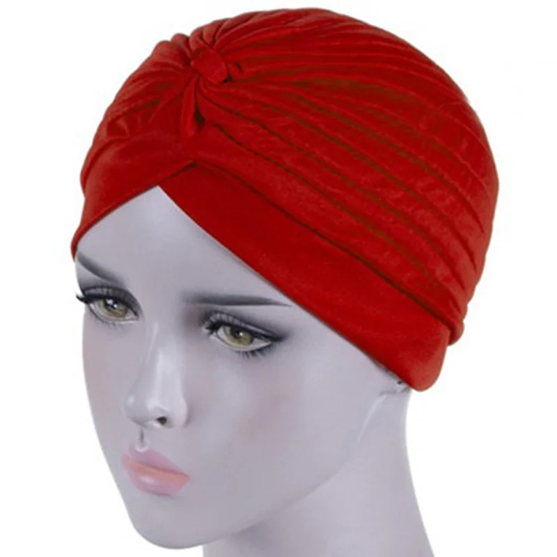 

Женская плиссированная Шапка-тюрбан, 6 цветов, головной убор, головной убор, накидки, головной платок для поездок на пляже, походов, шарф, индийская шапка для велоспорта, бандана