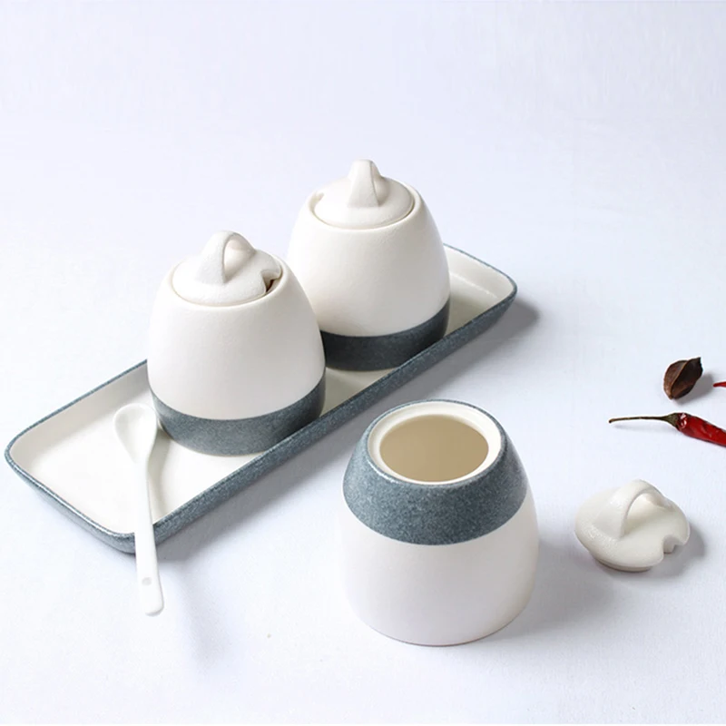 

Bone China Sesoning Cruet Japanese Restaurant Condiment Pot Kitchen Salt Spice Seasoning Cans With Spice Rack Ceramic Cruet Suit