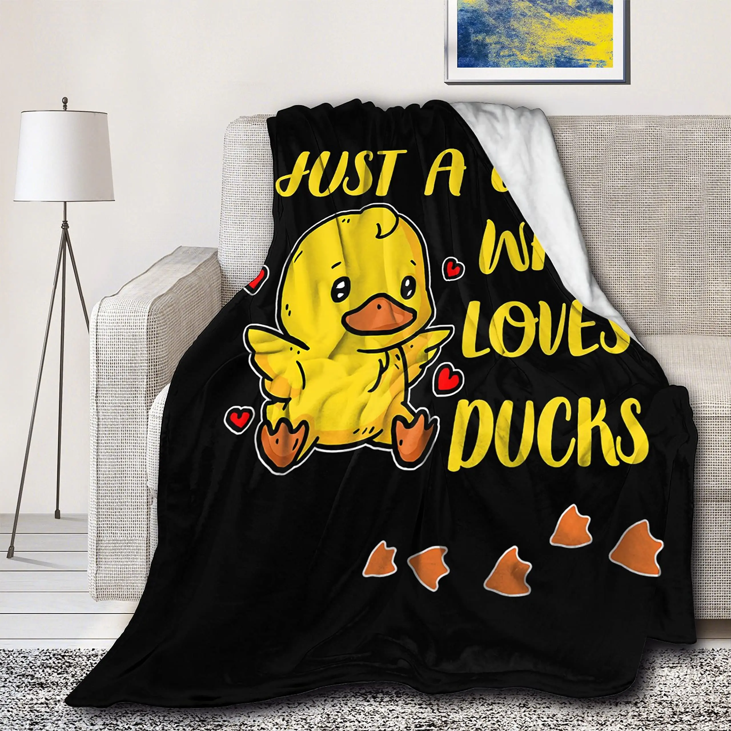 

Blanket Soft Warm All Season Yellow Cartoon Ducks Flannel Blankets for Bed Car Sofa Couch Bedroom Decor Cute Rubber Duck Throw