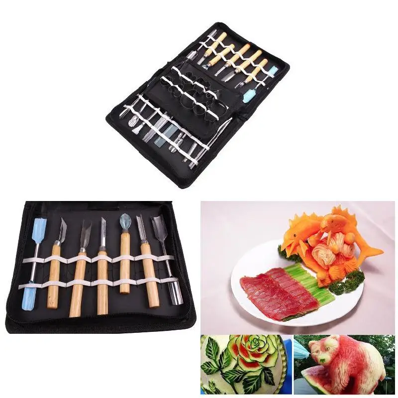 

46 Pcs/Set Vegetable Fruit Carving Tool Stainless Steel Watermelon Cutting Slicing DIY Assorted Cold Dishes Grounding Accesso