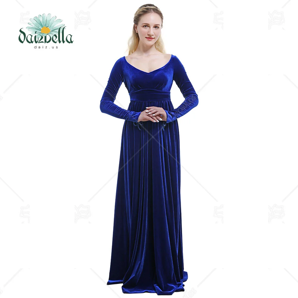 

Medieval Costume Renaissance Costume Handmade High Waist Pleated Velvet Dress