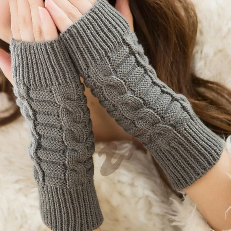 

Fashion Knitted Fingerless Winter Gloves for Women Soft Warm Wool Knitting Arm Flexible Hand Gloves Women Wrist Warmer Discount