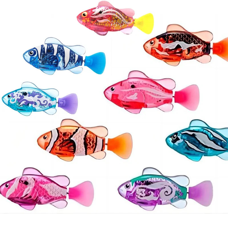 

New Electronic Fish Pets with Flash Lighting Mini Sea Animal Electric Swimming Fish Toys for Children Gifts Battery Powered Fish