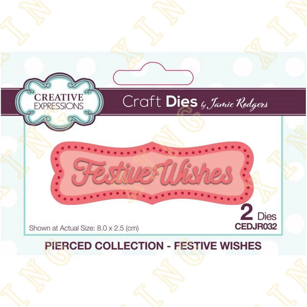 

Festive Wishes Arrival New Metal Cutting Dies Scrapbook Diary Decoration Stencil Embossing Template Diy Greeting Card Handmade
