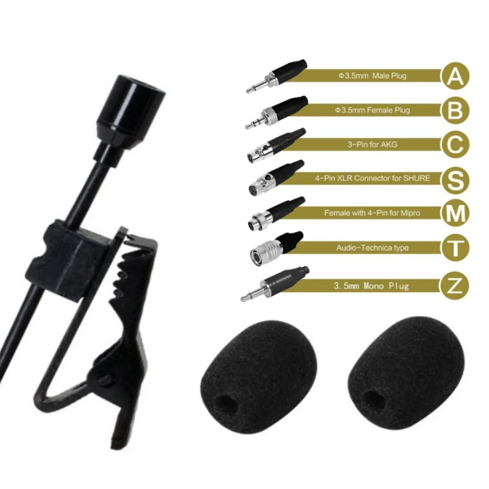 

Lavalier Lapel Clip Microphone 3.5mm 3Pin 4-Pin XLR For Wireless System Wireless Audio Technica Mic Microphone