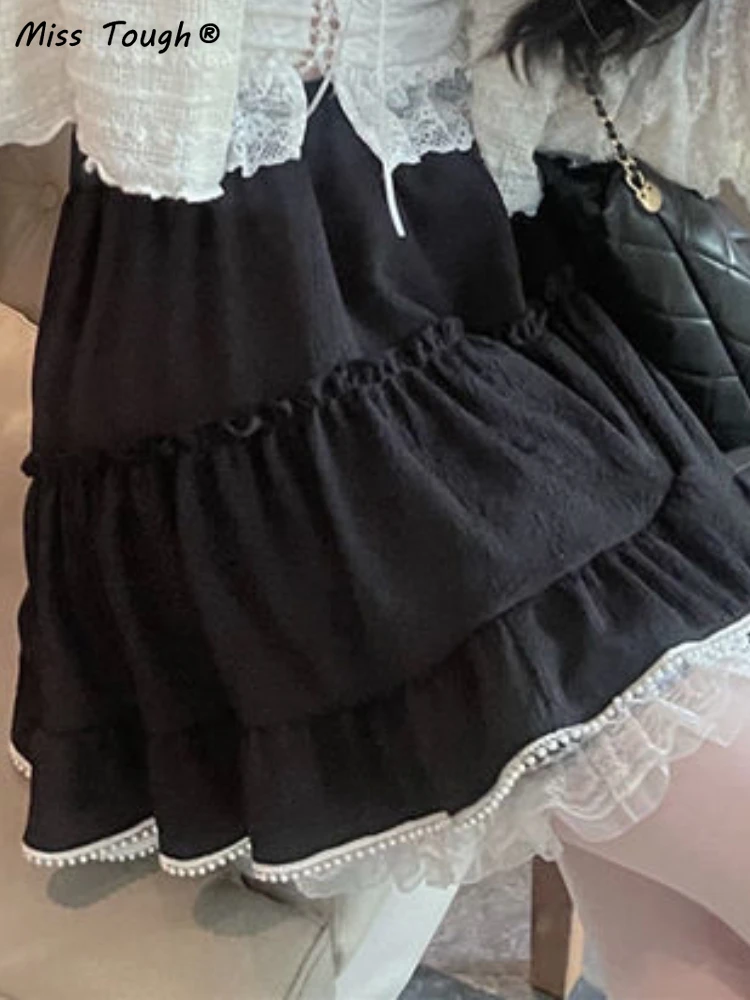 Летняя белая кружевная Милая юбка для женщин корейская мода пушистая