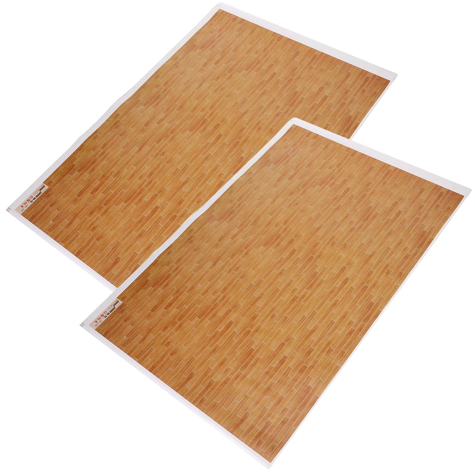 

2 Pcs Dollhouse Floor Floorboards Flooring Stickers Mini Paper Wallpaper Sticky