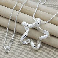 linjing 925 sterling silver starfish pendant necklace 18 inch snake chain for women fashion wedding engagement jewelry gift