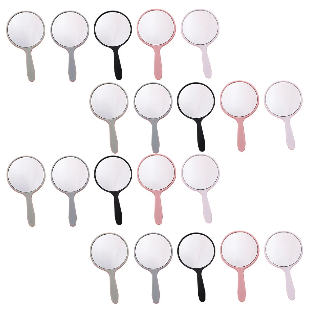 

Mirror Makeup Hand Vanity Portable Handle Travel Handheld Transparent Girl Simple Round Supplies Clear Mirrors Purse Vintage