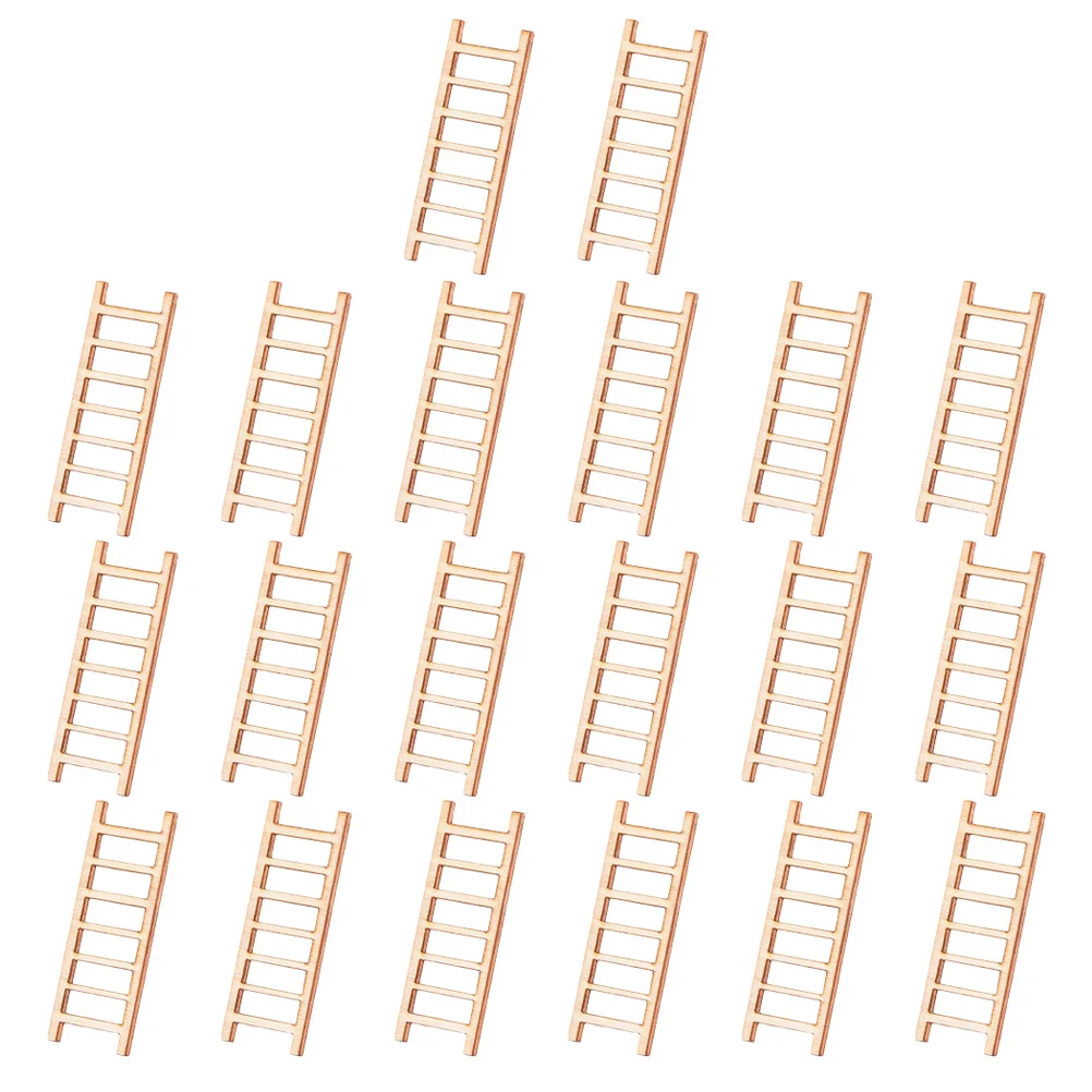 

20 Pcs Small Staircase Ornaments Simulation Mini Ladder Miniature House Wooden Ladders Decor Adorn Landscape Model