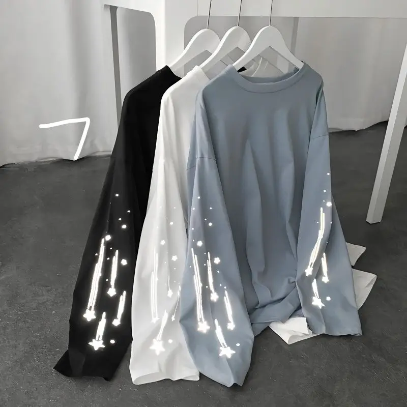 

Autumn Long Sleeve T Shirt for Men O Neck Korean Fashion Harajuku Loose Streetwear Tops Oversized Men's Clothing