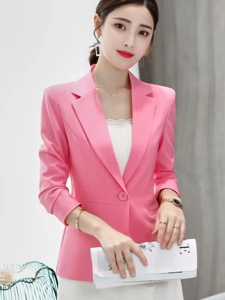 Женский пиджак с карманами приталенный женская офисная куртка в корейском стиле