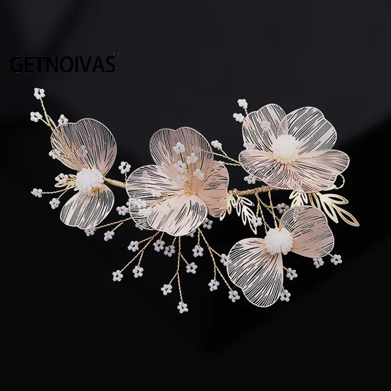 

Женский обруч для волос с цветами, свадебный аксессуар для волос, элегантная повязка на голову, украшение для волос, Ювелирное Украшение для...