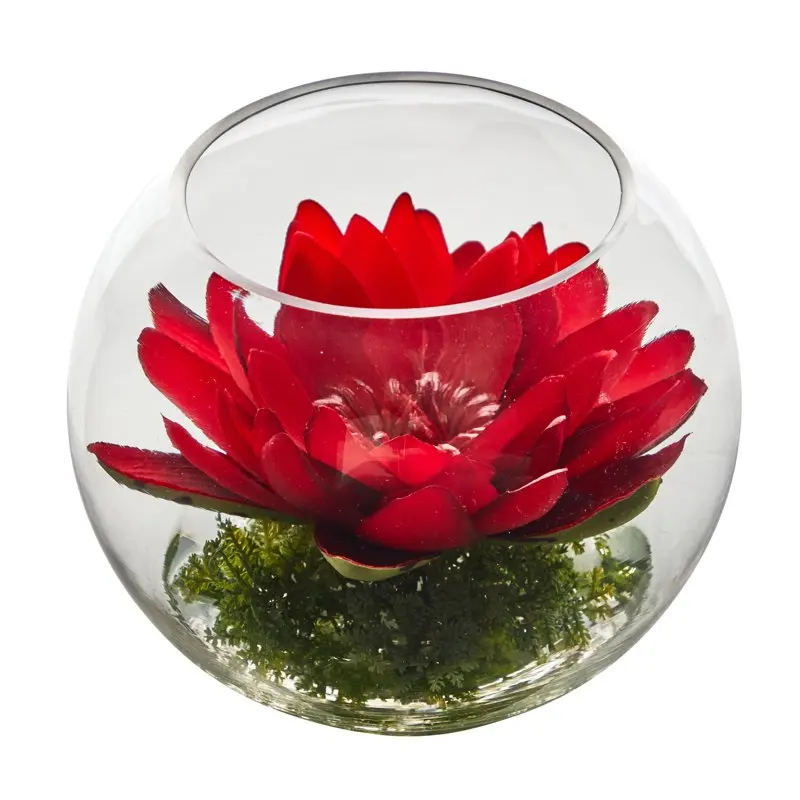 

8in. Lotus Artificial Arrangement in Glass Vase