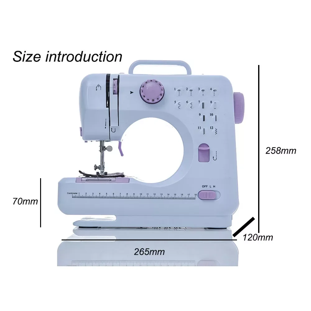 

12 Stitches Portable Sewing Machine Mini Electric Household Crafting Mending Overlock with Presser Foot Pedal Beginners