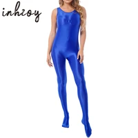womens sexy oil glossy smooth jumpsuit sleeveless tight full length leotard catsuit stage pole dancing clubwear sportswear