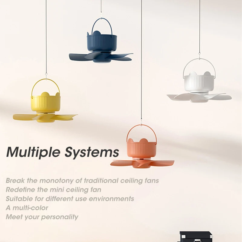 

Потолочный вентилятор с дистанционным управлением, портативный бесшумный мини-вентилятор с 3-мя режимами, зарядка через USB, для дома и улицы