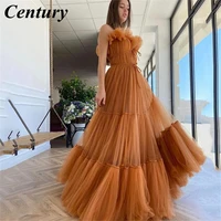 century sexy puffy prom dress a line v neck prom gown pleated tulle evening party gowns celebrate dress custom made night dress