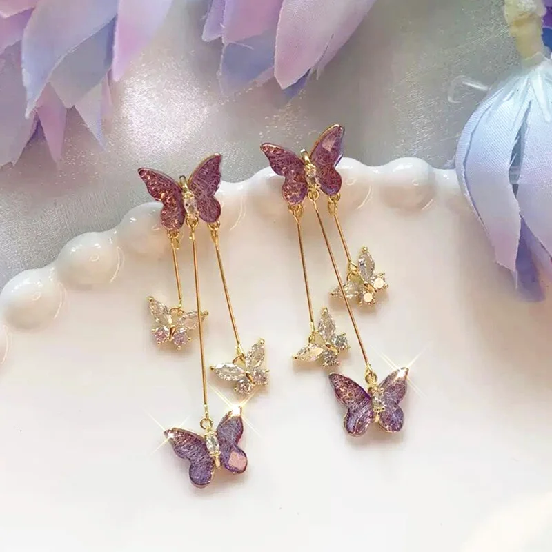 Ретро - асимметричные бабочки похожие на жемчужные серьги Модные круглые цветы